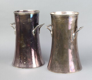 A pair of German silver plated waisted 2 handled vases 30cm 