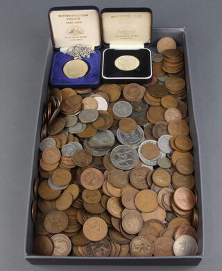 Two Metropolitan Police Commemorative medallions and minor coins 