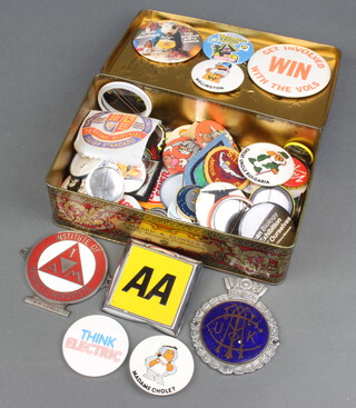 An AA car badge, an Institute of Advanced Motorist ditto and minor lapel badges 