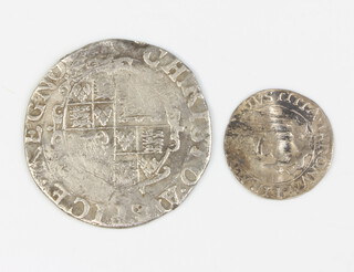 A Charles I shilling and a Charles I coin 