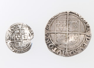 An Elizabeth I shilling and an Elizabeth I 3 pence piece 1566 