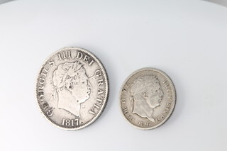 A George III half crown and a shilling 
