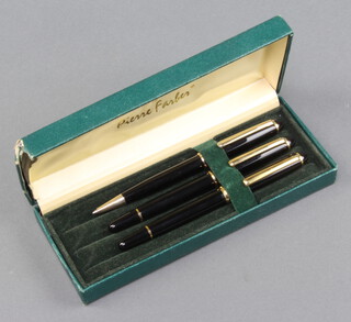 A Pierre Farber pen set comprising fountain pen and 2 ballpoint pens, boxed  