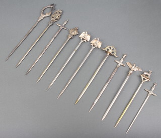 Eleven continental skewers with fancy handles