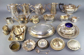 A silver plated 3 piece tea set and minor plated wares 