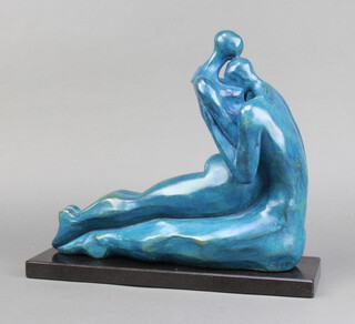 Philippe Jamin, a well patinated limited edition bronze figure group of a naked couple embracing, no.1 of 8, raised on a rectangular marble base with signature 26cm x 28cm x 7cm 
