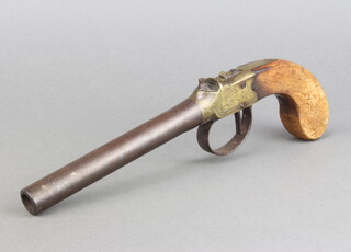 A 19th Century percussion pocket pistol, the 12.5cm barrel marked L-Y445