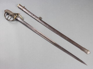 Maynard and Harris, a Victorian Honourable Artillery Company Officer's sword, the etched blade with grenade, cannon and vacant cartouche, complete with silver dress knot and scabbard 