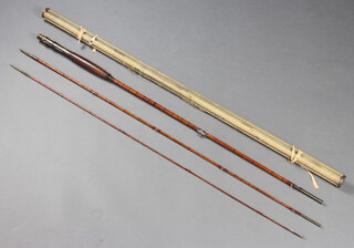 A vintage split cane 3 piece 10'6" fly fishing rod, contained within a full length rod splint 