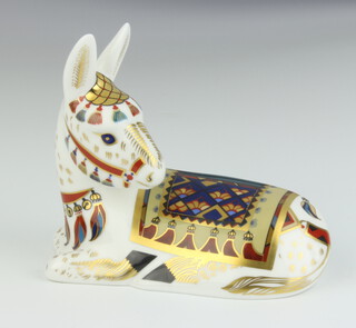 A Royal Crown Derby signature limited edition paperweight of a seated Donkey  "Thistle" for Grovier's of Sidmouth, marked MMII with gold stopper 
