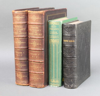 Standard Dictionary published by Funk and Wagnalls Co. 1903, leather bound, W Shaw Sparrow "Old England" and a French leather bound bible 