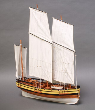 A model of a 3 masted sailing ship 64cm x 46cm x 15cm 