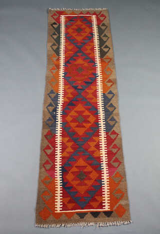 A red and black ground Maimama Kilim runner 202cm x 58cm 