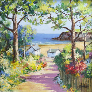 Alan King, oil on board signed, "Summer in Cornwall" 19.5cm x 19.5cm 