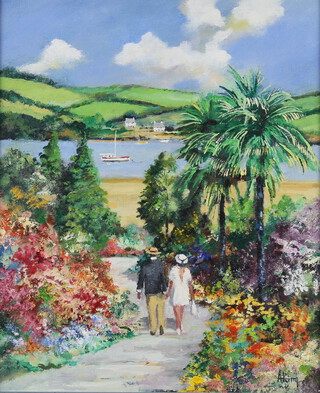 Alan King, oil on board signed, Cornish scene "Garden of Dreams" 29cm x 24cm 