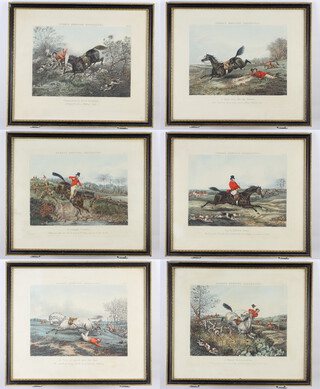 Henry Alken, six coloured prints "Fores's Hunting Casualties" 126, 27cm x 33cm 