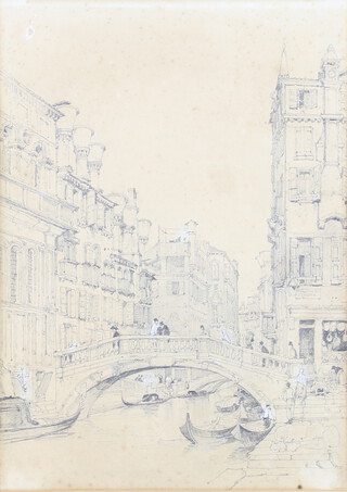 S Prout, pencil and wash, Venetian canal scene 35cm x 25cm 