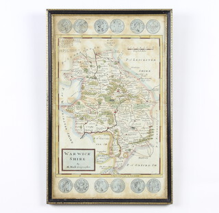 Map, 19th Century, "Warwickshire" by H Moll 32cm x 20cm 