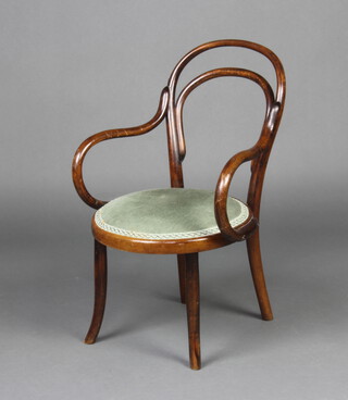 A child's Thonet style bentwood open arm chair  
