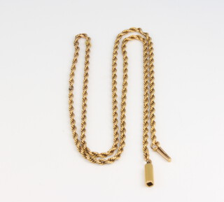 A 9ct yellow gold rope twist necklace, 7 grams, 42cm 