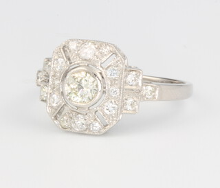 A platinum Art Deco style diamond ring approx. 0.65ct, size N 