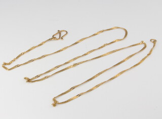 An 18ct yellow gold necklace, 50cm, 2 grams