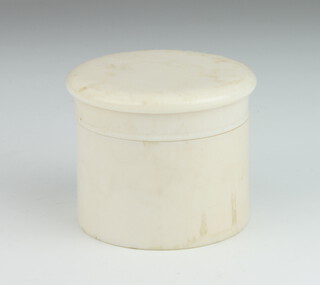 A Victorian cylindrical ivory dressing table jar 6cm x 7.5cm by W Barrett & Sons, 9 Old Bond Street, London