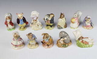 Three Beswick gold stamped Beatrix Potter figures - Lady Mouse and The Tailor of Gloucester, Goody Tiptoes and Tommy Brock, 5 Beswick Beatrix Potter figures - Digor Digor, Old Mrs Bouncer, Pigling Bland, Chippy Hackee, Timmy Tiptoes, 4 ditto Royal Albert Lady Mouse, Maida Crusty, The Old Woman, Gentleman Mouse, Benjamin Wakes Up, Royal Doulton figure Santa Bunnykins DB17 and a Royal Osborne figure of a bird 
