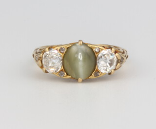 A yellow gold diamond and gem set ring size I