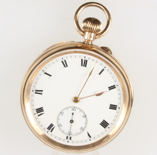 A 9ct yellow gold mechanical pocket watch with seconds at 6 o'clock 50mm 