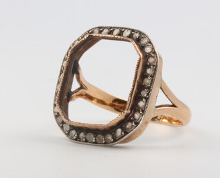 A 19th Century 9ct yellow gold ring mount, 3.4 grams, size M 1/2