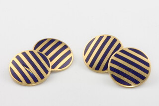 A pair of 18ct yellow gold enamelled cufflinks 7.9 grams