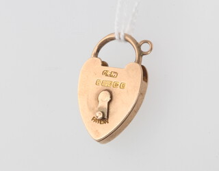 A 9ct yellow gold heart shaped padlock, 3.5 grams