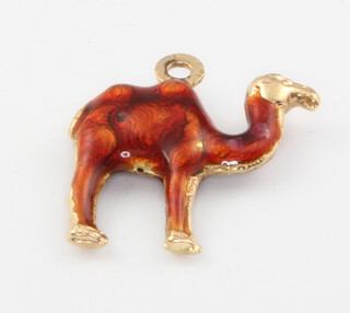 A 14ct yellow gold and enamel camel charm 1.7 grams