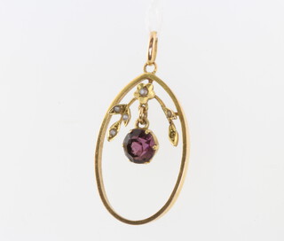 A 9ct yellow gold amethyst pendant 1.9 grams