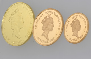 The East India Coin Company commemorative 2015 22ct gold coin set comprising one guinea, half guinea and quarter guinea 