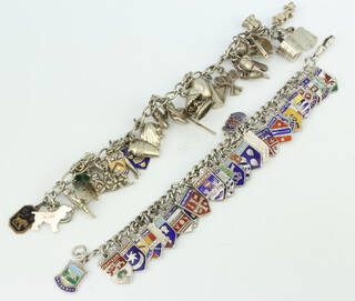 Two silver charm bracelets, 116 grams 