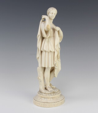 A good 19th Century Italian carved ivory figure of a classical lady raised on a turned base 28cm 