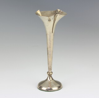 A silver spill vase with waisted stem 16cm, marks rubbed