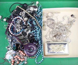 A quantity of minor silver jewellery 140 grams and a quantity of costume jewellery 
