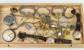 A silver pendant, minor costume jewellery and watches 