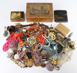 A 19th Century Regency memorial brooch and a quantity of Victorian and other costume jewellery 