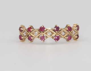 A 9ct yellow gold ruby and diamond ring 1.7 grams, size O 