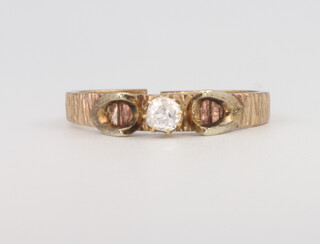 A 9ct yellow gold single stone diamond ring, 2.3 grams, size N (cut) 