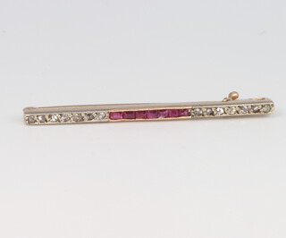 A 9ct yellow gold ruby and diamond brooch 2.2 grams