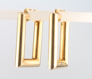 A pair of 9ct yellow gold hollow rectangular earrings 5.2 grams 