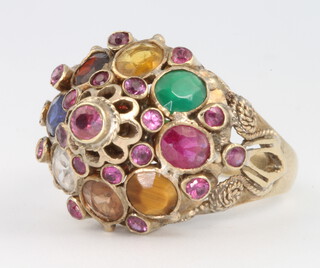 A 9ct yellow gold multi gem set ring, 5.6 grams size P 