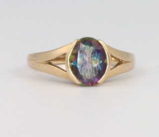 A 9ct yellow gold gem set ring, size N 1/2, 3.7 grams