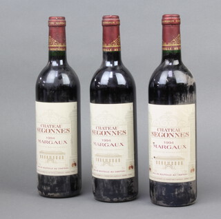 Three bottles of 1994 Chateau Segonnes Margaux 