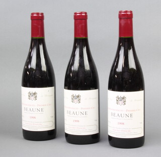 Three bottles of 1998 Les Montrevenots-Premier Cru Beaune Vincent Dance 